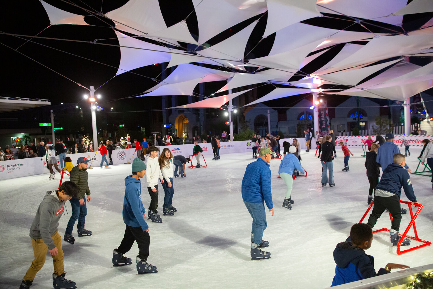 The Winter Wonderland Ice Rink in downtown Mesa features a 6,005-square-foot ice skating rink at the Plaza at Mesa City Center, 56 E. Main St. The Winter Wonderland Ice Rink will open daily for thousands to enjoy the winter weather while gliding on the ice under the stars. There is limited walk-up ticket availability so online reservations are recommended. To purchase passes, go to merrymainst.com/icerink.