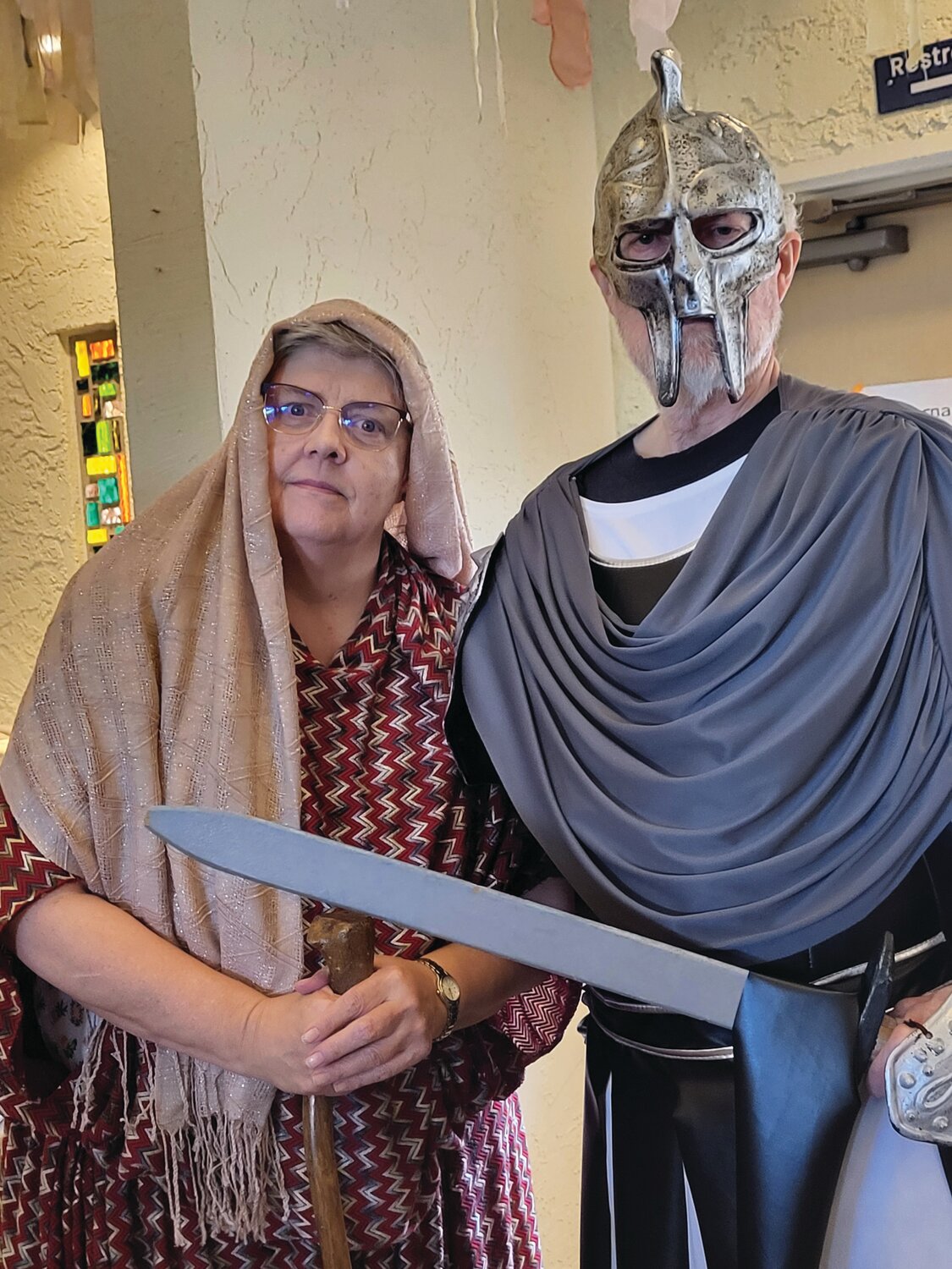 Of course, a Roman soldier guarded the city gates to keep order while a temple scribe shared the customs at the temple. (Photo courtesy of Shepherd of the Hills Lutheran Church)