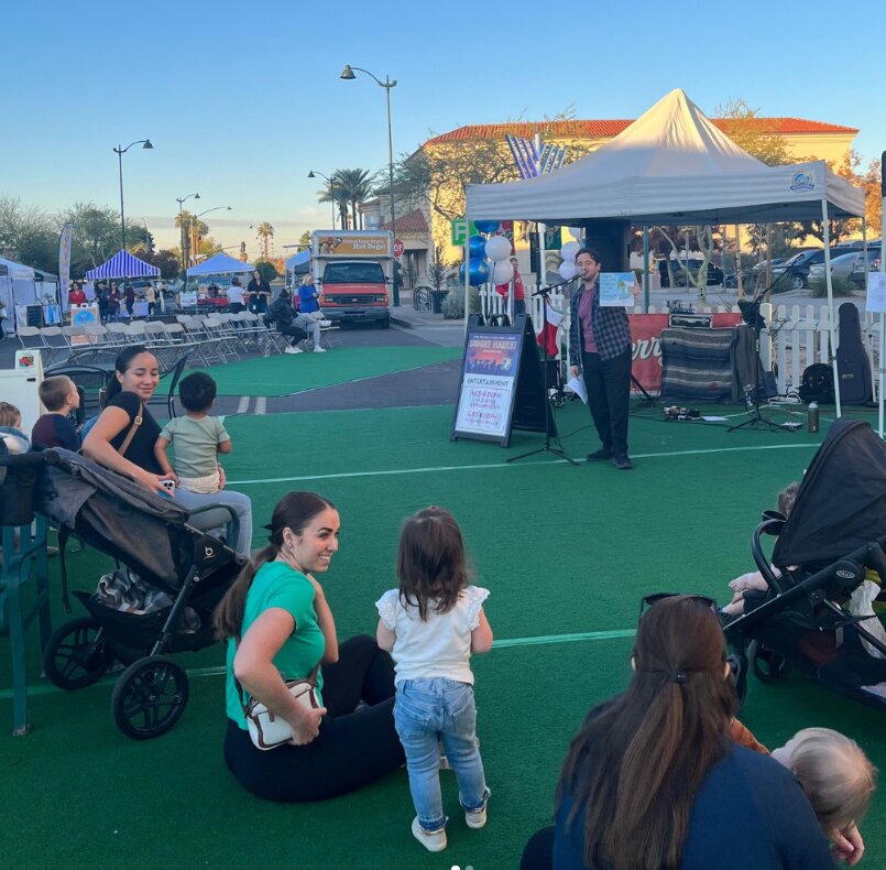 Parents and kids enjoy family entertainment at the Yard Off Main in Mesa.