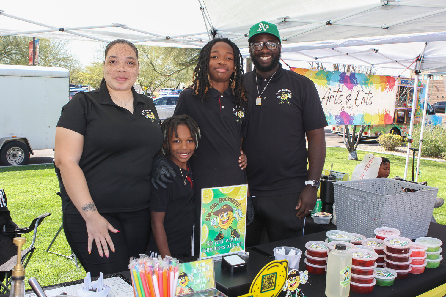 The Bates family enjoyed a day at the Children's Entrepreneur Market selling sweet treats at Sip, Sip, Hooray!