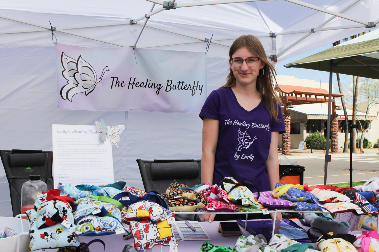 Emily Berglund sells her handmade healing heat pads that are perfect for both heating and cooling.