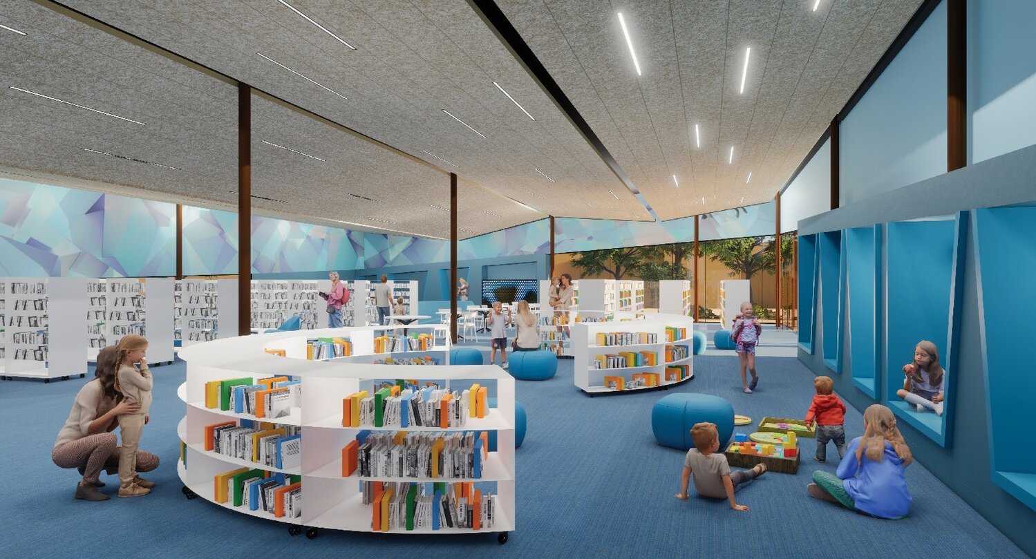 Gateway Library will be approximately 28,000 square feet and will include a multipurpose room; THINKspot collaborative workspace and makerspace and specific areas for library books and resources for adults, teens and children.