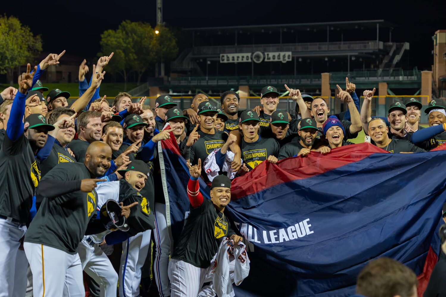 The Surprise Saguaros celebrate the 2022 Arizona Fall League championship.