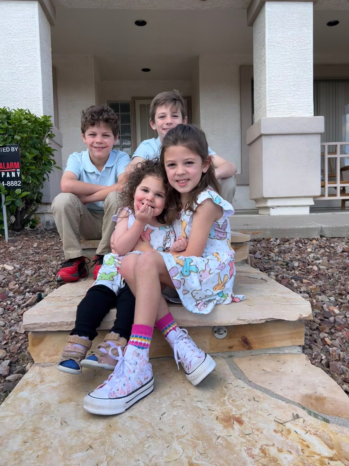 Collyn Disney, 3 ½, bottom left, was diagnosed with Rett syndrome after her parents noticed she wasn’t meeting age milestones like her three older siblings.